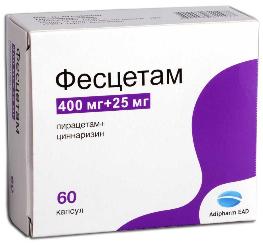 Фесцетам 400мг+25мг №60